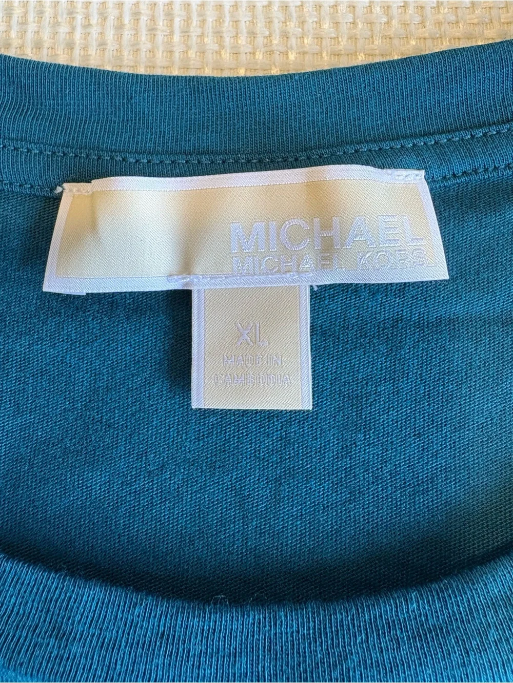 Michael Kors XL Teal Shirt Short Petal Sheer Sleeves Office